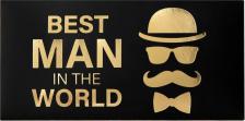 Сувенир Золотая сказка 113759, Конверт для денег "BEST MAN IN THE WORLD", Мужской стиль, 166х82 мм, фольга, 113759