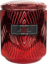 Свеча/подсвечник Dom Aroma Свеча Пламя Роза и уд в стеклянном подсвечнике с крышкой
