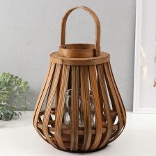 Свеча/подсвечник Сима-Ленд Подсвечник дерево на 1 свечу "Эко-фонарь" коричневый 12х27х30 см