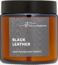 Свеча/подсвечник Stella Fragrance Свеча ароматическая декоративная с фитилем с ароматом BLACK LEATHER, Черная кожа, 90 гр