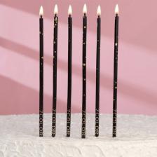 Свеча/подсвечник Страна Карнавалия Набор свечей в торт, 6 штук "Исполнение желаний", чёрный с золотом