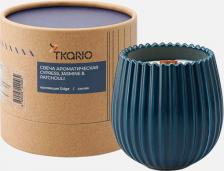 Свеча/подсвечник Tkano Свеча ароматическая с деревянным фитилём Cypress Jasmine & Patchouli из коллекции Edge синий 60 ч TK23-ARO0045