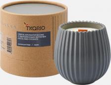 Свеча/подсвечник Tkano Свеча ароматическая с деревянным фитилём Hugs and Cookies 60ч, серый