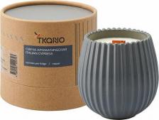 Свеча/подсвечник Tkano Свеча ароматическая с деревянным фитилём Italian Cypress 60ч, серый