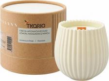 Свеча/подсвечник Tkano Свеча ароматическая с деревянным фитилём Lemon Mandarin & Neroli 60ч, бежевый