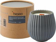 Свеча/подсвечник Tkano Свеча ароматическая с деревянным фитилём sandalwood, bergamot & citrus edge, серый, 60 ч