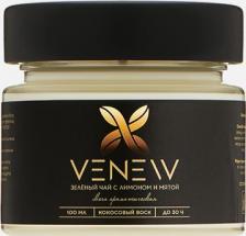 Свеча/подсвечник Venew Свеча ароматическая с деревянным фитилем Зелёный чай с лимоном и мятой 100