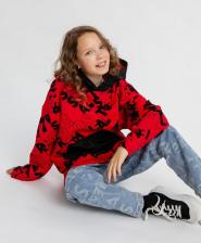 Свитер для девочки Button Blue Худи 124BBGJC16063513, красный, 146