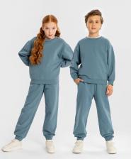 Свитер для девочки Button Blue Толстовка базовая с длинным рукавом и принтом синяя детская, 98, 224BBBB1605