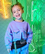 Свитер для девочки Button Blue Толстовка детская 123BBGMC16123100, цвет фиолетовый, размер 122