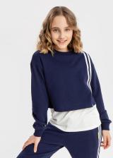 Свитер для девочки Button Blue Толстовка нераспашная с лампасами синяя (122)