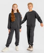 Свитер для девочки Button Blue Толстовка с длинным рукавом и принтом серая детская, 104, 224BBBB1604