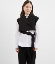 Свитер для девочки Gulliver Жилет укороченный со съёмным поясом чёрный для девочки, 146, 224GSGJC4701