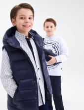 Свитер для мальчика Gulliver Жилет стёганый из плащовки чёрный для мальчика (128)