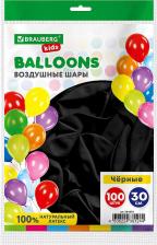 Товар для праздника Brauberg Шары воздушные 30 см 100 штук ОДНОЦВЕТНЫЕ чёрные