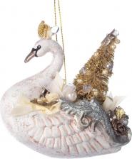 Товар для праздника GoodWill Подвеска лебедь бело-кремовый 10,5 см