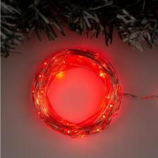 Товар для праздника Luazon Гирлянда Нить 10 м роса IP20 серебристая нить 100 LED свечение красное 12 В