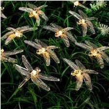 Товар для праздника Luazon Гирлянда "Нить" 4.5 м с насадками "Стрекозы", тёмная нить, 30 LED, свечение тёплое белое, 2 режима, солнечная батарея