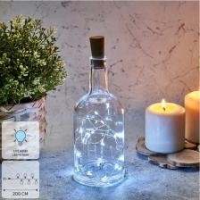 Товар для праздника Neon-Night Гирлянда Роса с пробкой 2 м, 20 LED, белое свечение, 3хLR44 в комплекте, цена за 1 шт