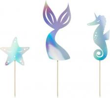 Товар для праздника PartyDeco Топперы mermaid 24.5см 3шт в ассортименте