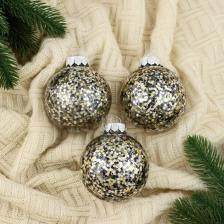 Товар для праздника Зимнее волшебство Набор шаров пластик d-8 см, 3 шт "Мэдисон" блеск элит