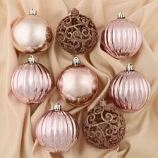 Товар для праздника Зимнее волшебство пластик d-8 см, 8 шт "Ажур" розовый