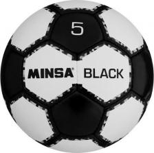 Товар для спорт.игр Minsa Мяч футбольный "Black", PU, ручная сшивка, размер 5, цвет белый, черный