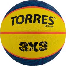 Товар для спорт.игр Torres Мяч баскетбольный 3х3 Outdoor, B022336 размер 6, 8 панелей, резина, бутиловая камера, нейлоновый корд, жёлто-синий