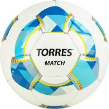 Товар для спорт.игр Torres Мяч футб. " Match" арт.F320025, р.5, 32 панел. PU, 4 под. слоя, руч. сшив., бело-сереб 6935929