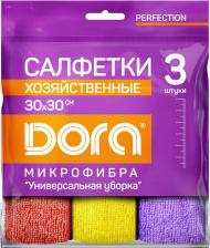 Салфетка Dora Салфетка для уборки из микрофибры универсальная 30х30 см 3 штуки