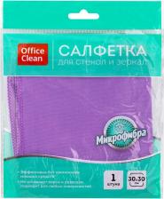 Салфетка OfficeClean Салфетка для стекол и зеркал плотная микрофибра, 30 х 30 см, фиолетовая