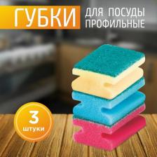 Губка Рыжий Кот хоз. Принадлежности губка для посуды профильная (3шт) (3927)