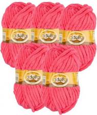 Товары для творчества, хобби Adelia Пряжа Пряжа "DOLLY" 100% полиэстер 5 шт.х100г 40м, 100 % полиэстер, 100 г, 40 м, 5 шт., №23 коралловый 40 м