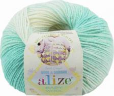 Товары для творчества, хобби Alize Пряжа Baby Wool Batik белый-зелёный, 40%шерсть/20%бамбук/40%акрил, 175м, 50г, 1шт