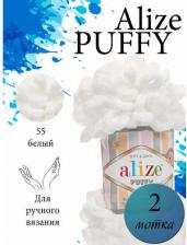 Товары для творчества, хобби Alize Пряжа для вязания Puffy Ализе Пуффи: 55 / 3 шт / 9 м / 100 г / 100% микрополиэстер / большие петли