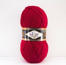 Товары для творчества, хобби Alize Пряжа Lanagold Fine, 49 % шерсть, 51 % акрил, 100 г, 390 м, 5 шт., 56 красный
