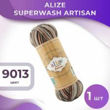 Товары для творчества, хобби Alize Пряжа носочная "Artisan" superwash 2 мотка по 100 гр/420 м цвет 9013 серый/черный/корица