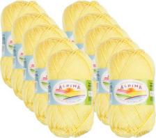 Товары для творчества, хобби Alpina Пряжа ANABEL 100 % мерсеризованный хлопок 10 шт. х 50 г 120 м ± 6 м №177 св.желтый