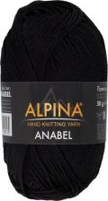 Товары для творчества, хобби Alpina Пряжа для вязания Anabel 100% мерсеризованный хлопок 120 м 50 г № 001 черная