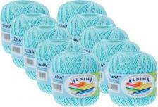 Товары для творчества, хобби Alpina Пряжа LENA 100% мерсеризованный хлопок 10 шт. х 50 г 280 м +- 15 м N38 св.бирюзовый
