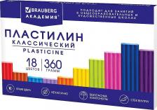 Товары для творчества, хобби Brauberg 106509, Пластилин классический "АКАДЕМИЯ КЛАССИЧЕСКАЯ", 18 цветов, 360 г, СО СТЕКОМ, 106509