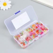 Товары для творчества, хобби Brauberg 664694, Набор BEADS SET для творчества, рукоделия и создания украшений, 200 бусин, 10 видов, прозрачные, нить, KIDS, 664694