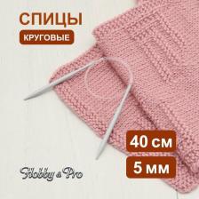 Товары для творчества, хобби Hobby&Pro Спицы круговые алюминиевые с покрытием 40см, 5,00мм