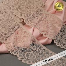 Товары для творчества, хобби Kruzhevo Кружево-стрейч, арт.TBY.YSTL00839/N, 90мм, цвет 168 серебристый пион, уп.25м