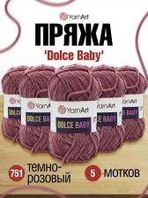 Товары для творчества, хобби YarnArt Пряжа Dolce Baby, 50 г, 85 м 100% микрополиэстер 751 тёмно-розовый, 5 мотков