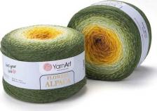 Товары для творчества, хобби YarnArt Пряжа Flowers alpaca зеленый-светло-зеленый-желтый, 20%альпака/80%акрил, 940м, 250г, 3шт