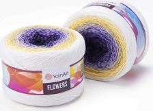 Товары для творчества, хобби YarnArt Пряжа Flowers белый-жёлтый-фиолетовый, 55%хлопок/45%акрил, 1000м, 250г, 1шт