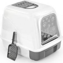 Туалет для кошек Альтернатива Туалет закрытый с выдвижным лотком для кошек, серый