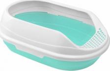 Туалет для кошек Triol Туалет для кошек Hygiene Ирис овальный с бортом, бирюзовый-белый, 430х300х150 мм
