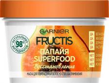 Маска Garnier Fructis Маска для волос 3в1 "Фруктис, Superfood Папайя", восстанавливающая, для поврежденных волос, 390 мл, без парабенов, силиконов и искусственных